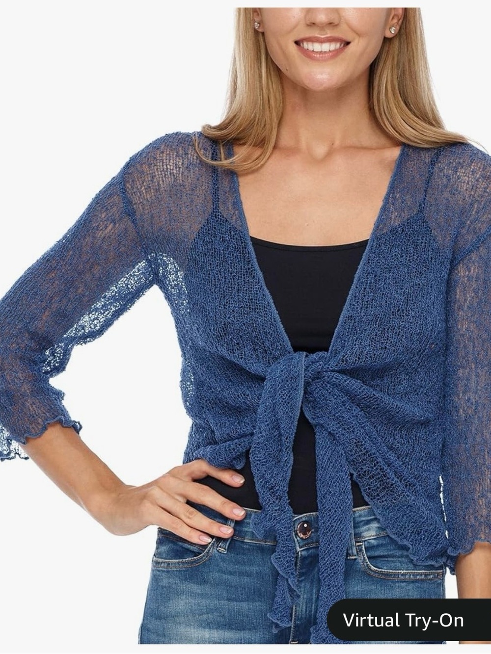 Flash Sale 🔥NWT Blue Lightweight Open-Front Women's Sweater Shrug Cardigan